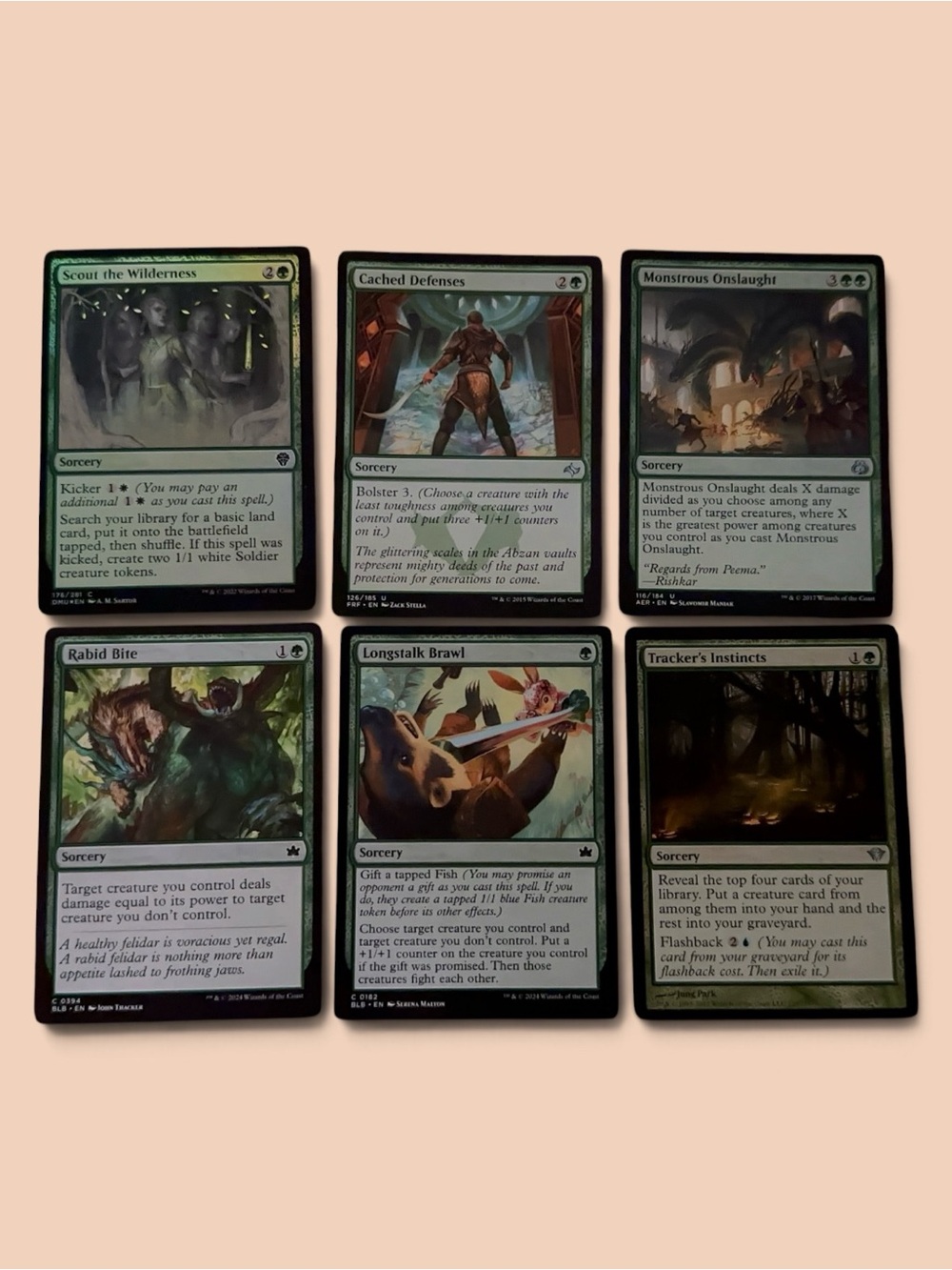 MTG Green Sorcery Lot 6 Cards FOIL Scout Wilderness Commander EDH Magic
